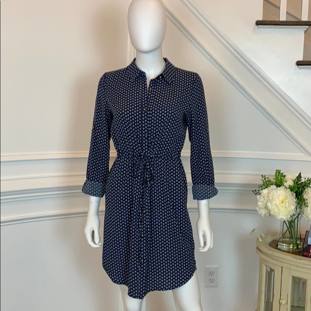 Maison Jules Printed Drawstring Button Down Dress - image 4